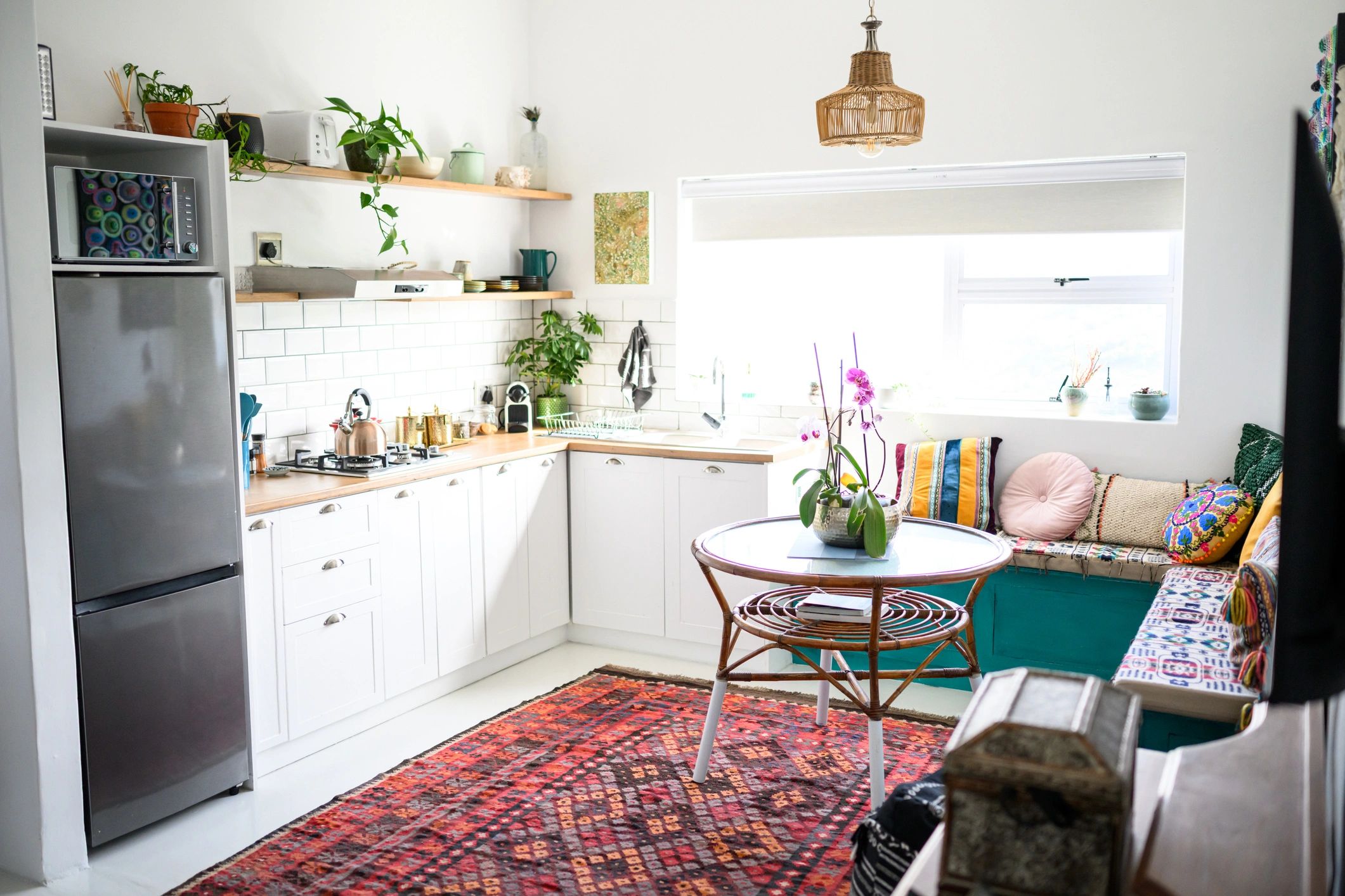 Bright kitchen and dining area