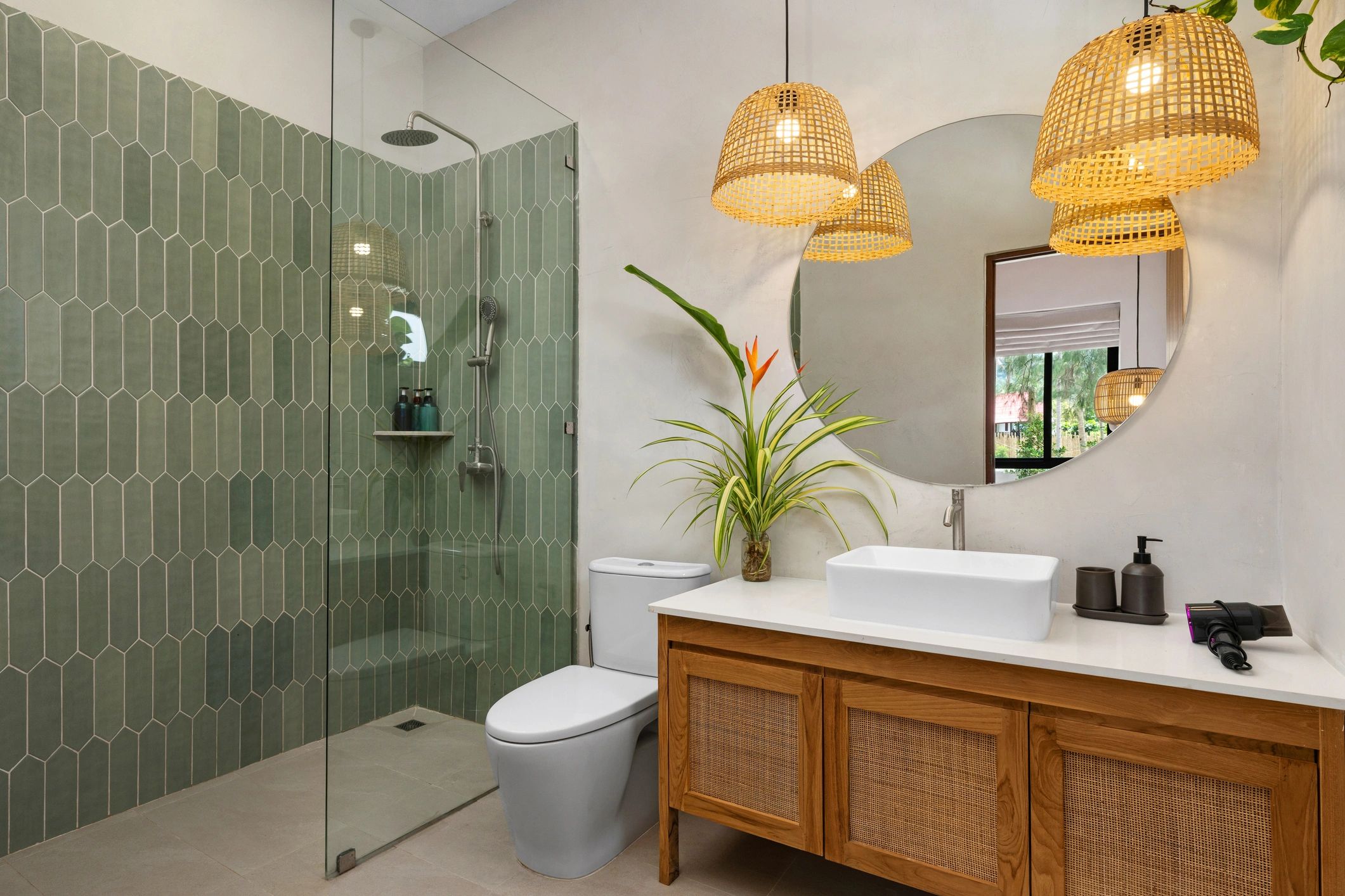 Modern bathroom with walk-in shower